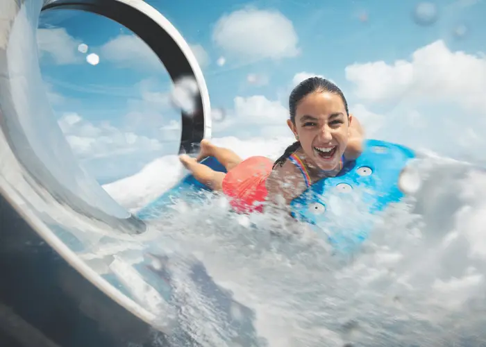 透明なチューブの中を疾走する大迫力のスライダーも！