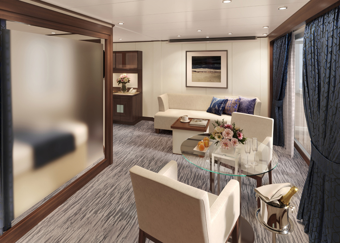 ペントハウススイート(39.7㎡~ 54.8㎡):デッキ9·10の上層階にあり、エレガントながらご自宅のようにくつろげる空間です。