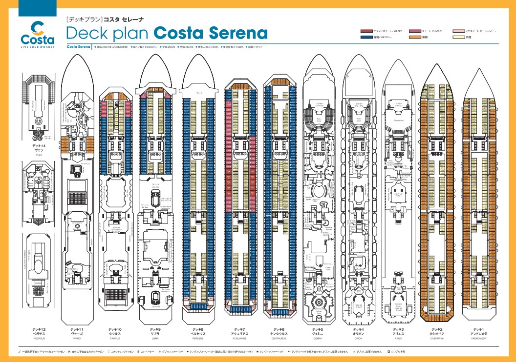 コスタセレーナ デッキプラン 2026年